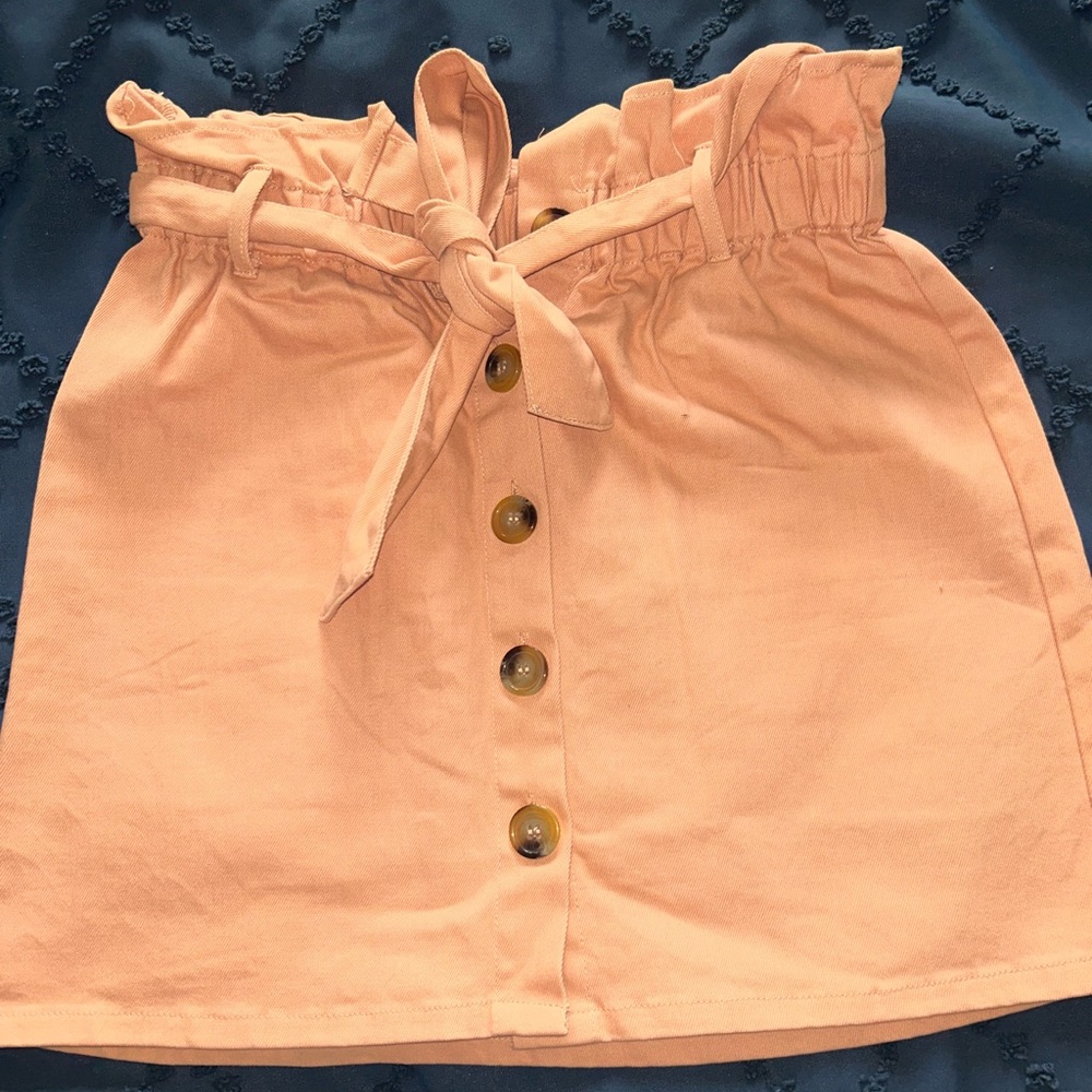 Peach Button-Front Skirt